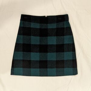 J. Crew Forest Green & Black Buffalo Plaid Skirt, Size 4